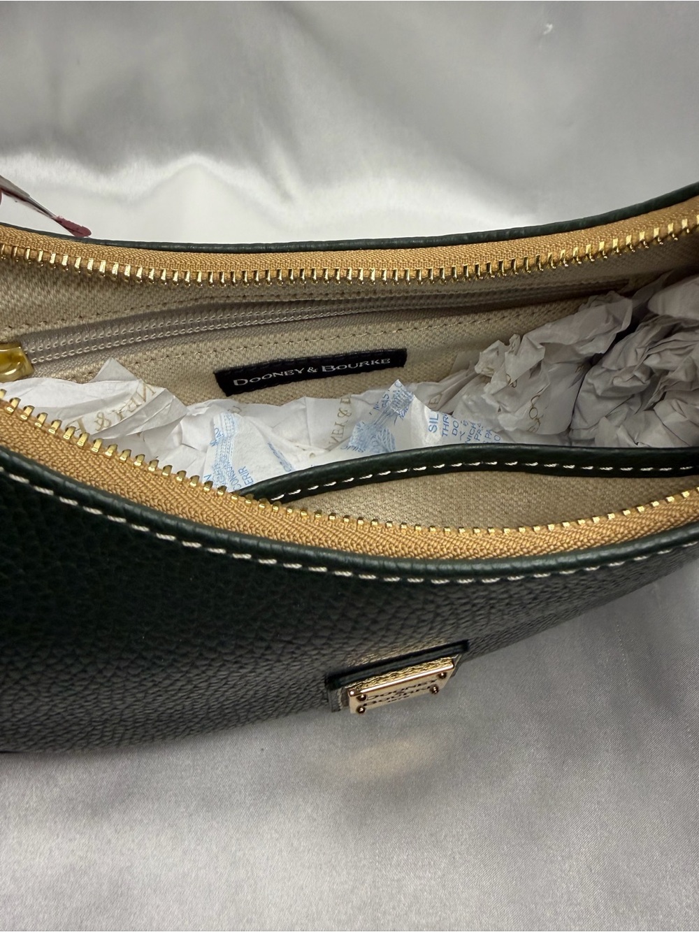 Dooney & Bourke Dark Green Pebbled Leather Shoulder Hobo - Picture 4 of 8
